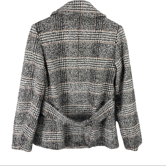 Maralyn & Me Tweed Plaid Peacoat Jacket Grey Multicolor Button Front Sz S - Picture 2 of 6